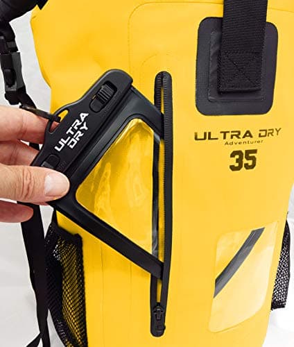 Premium 35L Waterproof Dry Bag Backpack, Sack with Phone Dry Bag, Perfect for Boating/Kayaking/Hiking/Canoeing/Fishing/Rafting/Swimming/Camping/Snowboarding (Yellow, 35 L) — view 6