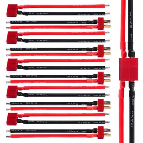YIXISI 5 Pairs T Male Female Plug Connectors Adapter with 14AWG Silicon Wire, T-Plug Connectors, Deans Ultra Plugs, for RC Lipo Battery Cable Drone