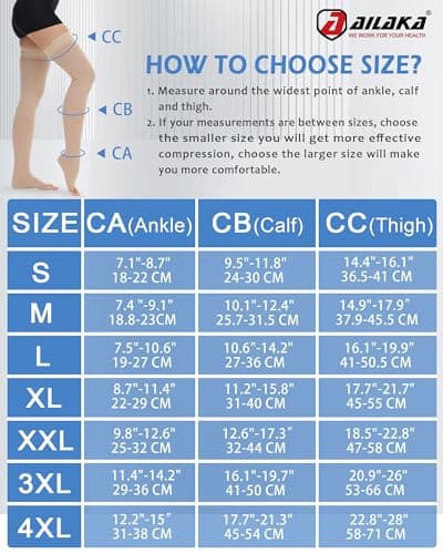 Ailaka 20-30 mmHg Compression Stockings for Women Men, Thigh High Open Toe — view 4