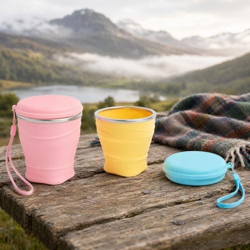 Qukkubiv 3Pcs Collapsible Travel Cup, 260ml Silicone Foldable Camping Cups — view 3