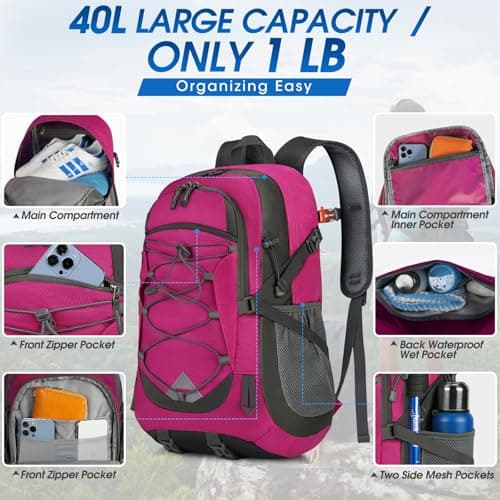 IGOLUMON Hiking Backpack 40L Lightweight Foldable Backpack for Men Women — view 2