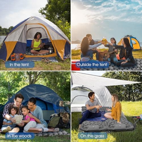 HiiPeak Camping Sleeping Pad, Ultralight Camping Mat with Pillow Built-in Foot Pump Inflatable Sleeping Pads Compact for Backpacking Hiking Traveling Tent (Gray) — view 6