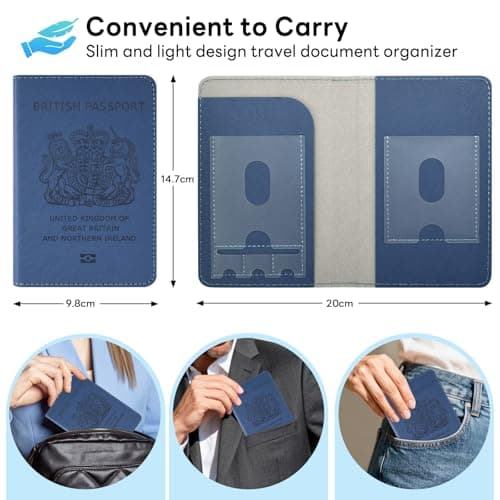 YAVIV Passport Holder for Women&Men，Travel Wallet RFID Blocking-Blue — view 5