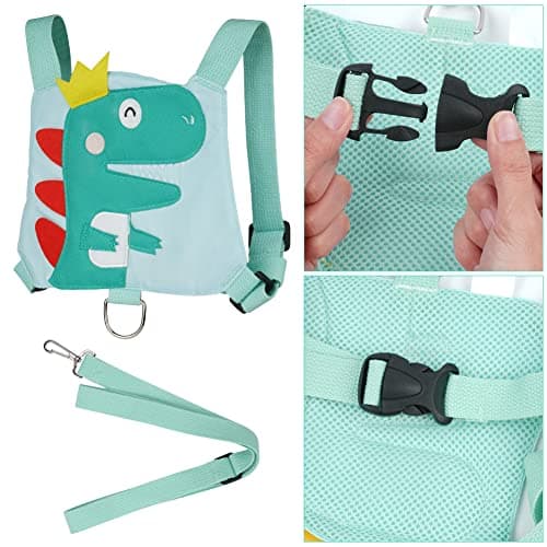 AOMIG Baby Reins, Baby Walking Reins and Toddler Safety Harness, Dinosaur Baby Reins Safety Leash for Toddlers Boys and Girls (Green) — view 4