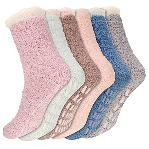 Bestomrogh 6 Pairs Fluffy Slipper Socks for Women and Girls