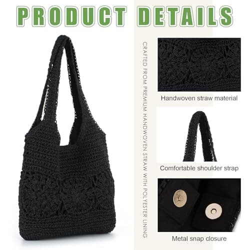 Freiesoldaten Straw Tote Bag for Women Large Summer Beach Woven Shoulder Bag for Travel Vacation — view 6