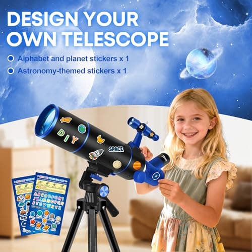 Dianfan Telescope for Kids & Adults, 80mm Aperture 500mm Professional Telescopes for Astronomy Adult, Portable Travel Telescope for Beginners with Tripod & Adapter, Stickers, Backpack — view 4