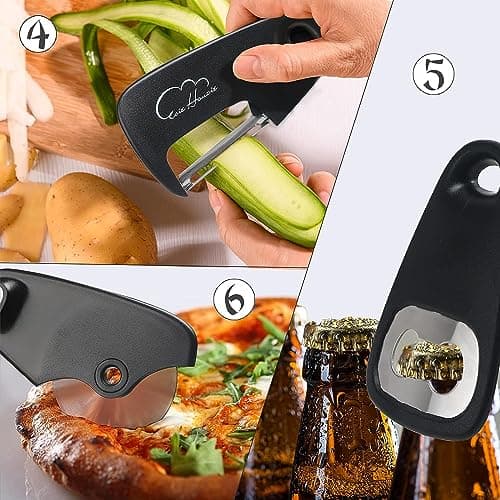 Multi‑Functional Kitchen Gadgets Set, Stainless Steel, Black — view 4