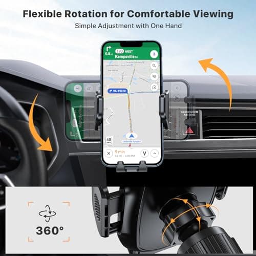 miracase Car Phone Holder, Stable Double Steel-Hook Air Vent Car Phone Mount Cradle 360°Rotation, One Button Release Mobile Phone Holder for iPhone, Galaxy, All 4.0''-7'' Smartphones — view 4