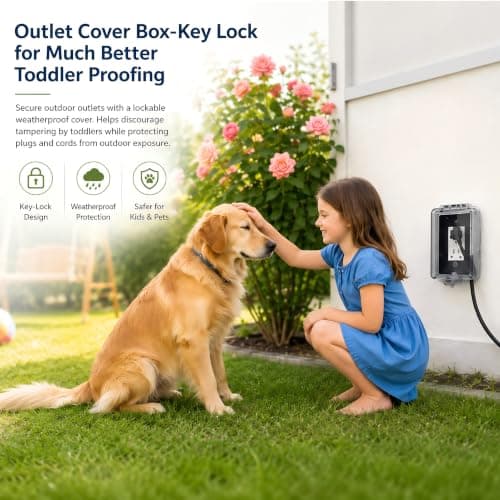 PILISPARK Baby Safety Outlet Cover Box-Key Lock for Much Better Toddler Proofing, Easier Operation, Simple 4 Step Install with Included Screws,Provides Extra Space Inside for Plugs,Adapters — view 2