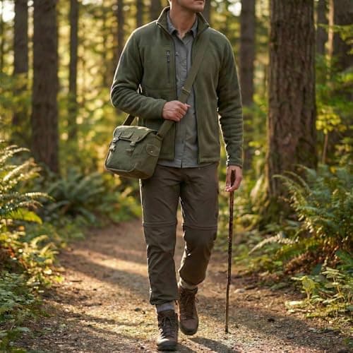 OUTBOUND Small Cotton Canvas Side Bag - Olive — view 3