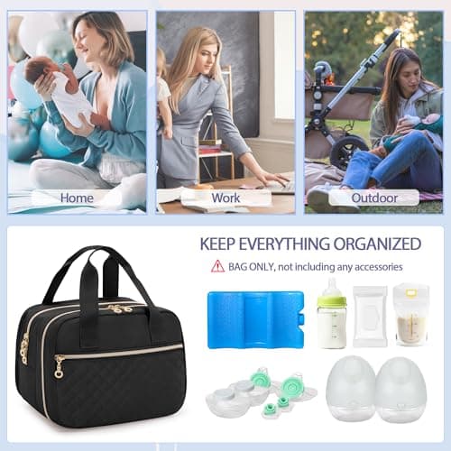 Damero Breast Pump Storage Bag for Hand-Free Wearable Breast Pumps, Black — view 6
