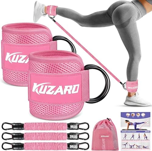 KUZARO Resistance Bands with Ankle Straps, Glute and Leg Workout for Women
