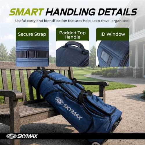 Skymax Deluxe Padded Wheeled Golf Travel Cover – Heavy Duty Golf Flight Bag with Wheels, Foam Padding & Compression Straps — view 5