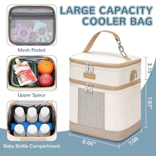 Mancro Double Layer Breastmilk Cooler Bag Fits 6 Bottles Breast Pump — view 4