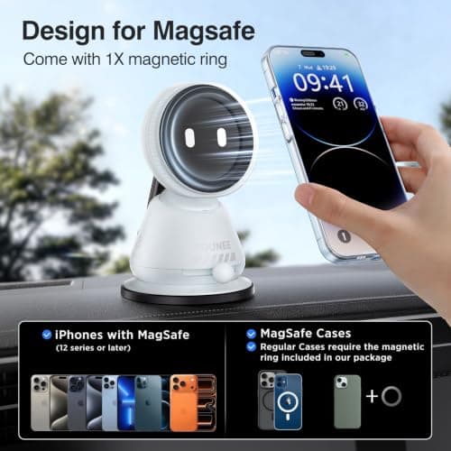 tounee Car Phone Holder for MagSafe [89LBS Strongest Suction & 3600gf Strongest Magnetic] 360° Adjustable Car Phone Mount, Dashboard Phone Holders for iPhone 17-12 Pro Max Air Plus - Blue — view 5