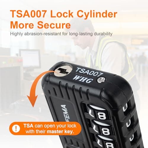 GRIFEMA GA1008 TSA Approved 4-Digit Combination Luggage Lock, Secure Travel Lock with Steel Cable for Suitcases, Backpacks, Gym Lockers - Black — view 6