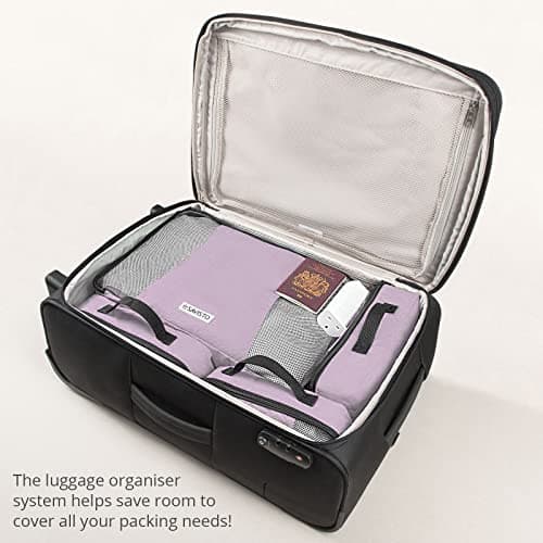 Savisto Packing Cubes - Small, Medium, Large, XL (6-Piece Set) - 7 Colours (1x XL / 2x L / 2x M / 1x S, Pastel Lavender) — view 4