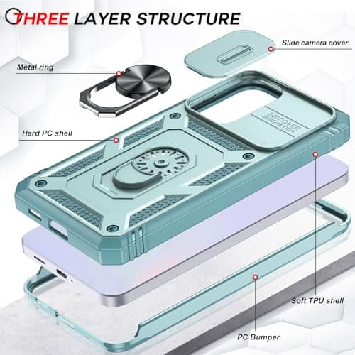 LeYi for Samsung Galaxy A57 5G Phone Case with Camera Cover Slider, Green — view 4