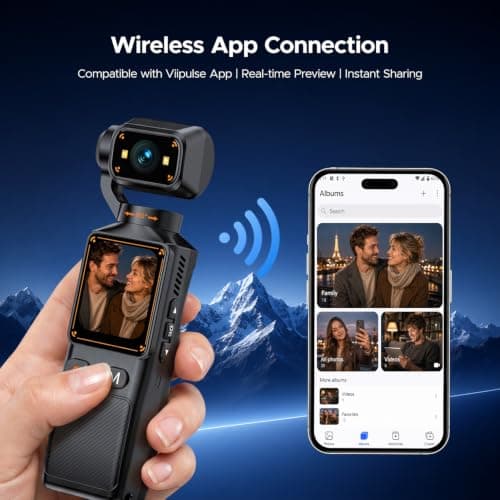 CAMWORLD 2K Vlogging Camera with True 180° Vertical & Horizontal Rotating Lens, Handheld Pocket Camera, 7H Battery, WiFi App, 1.69" Screen, 32GB SD Card for YouTube, TikTok, Travel & Content Creators — view 5