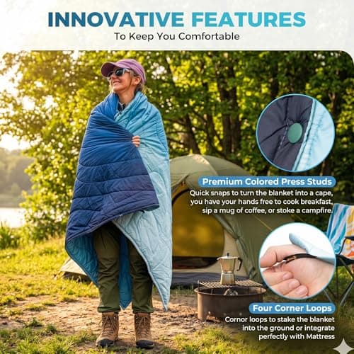 KingCamp Camping Blanket, Lightweight Warm Multifunctional, Frosted Valley — view 6