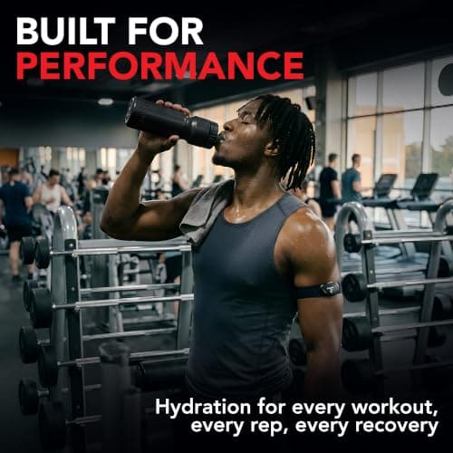 50 Strong Sports Water Bottles 6-Pack – Reusable 22 oz BPA-Free Plastic Bottles with Pull Top Cap – Made in USA – Top Rack Dishwasher Safe – Fits Most Bike Cages Brand - Black — view 5