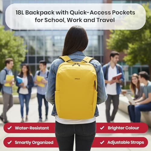 Deflecto 18L Anti-Theft Water-Resistant Laptop Backpack 15.6" - Secure Hidden Pockets, High Visibility Commuter Rucksack for Travel, School & Work - Men's & Women's — view 5
