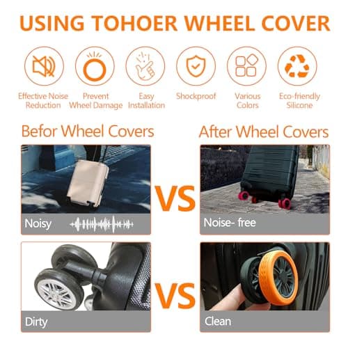 Ridegeek Luggage Wheel Covers for Suitcase,14 Pack Luggage Wheel Protector Covers for most 8-spinner Wheels Carry on Luggage, Brown, 0, Colorful Luggage Wheel Protector Covers — view 2