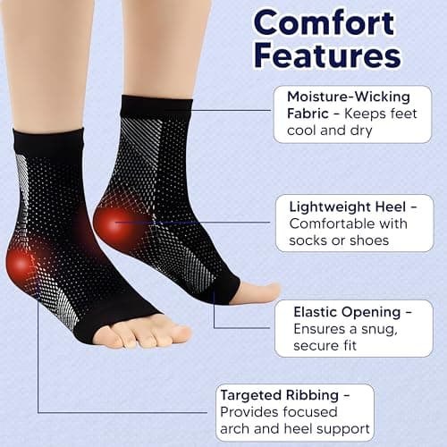 4 Pairs Ankle Support Neuropathy Compression Socks for Women & Men – Medical Plantar Fasciitis Socks, Pain Relief Soothe Relieve Compression Design with Ankle Strap and Brace for Feet Pain Relief — view 4