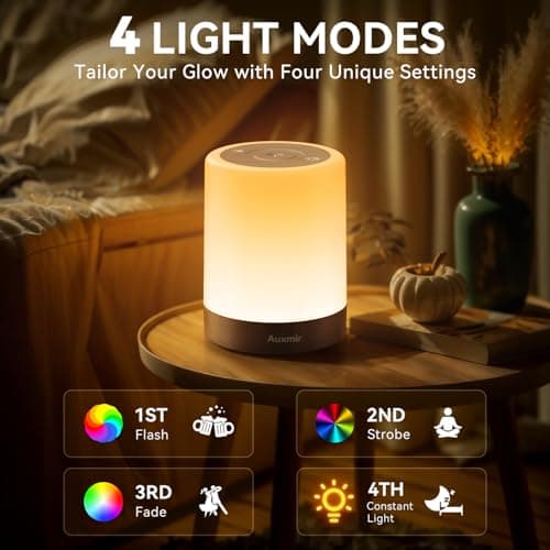 Auxmir Night Light, 3000mAh Rechargeable Touch Dimmable LED Lamp, Brown — view 4