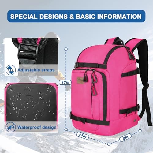 Goloni 50L Ski Backpack, Water‑Resistant Ski Boot Bag,Rose — view 2