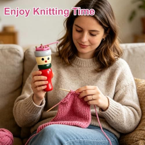 ACKKOR 2 Pack French Knitting Doll, Wooden Knitting Kit with Easy to Use French Knitter Kit to Make Scarves Hats Headbands and Socks and Adults Knitting Starter Kit (8.8 x 3.3 Cm) — view 6