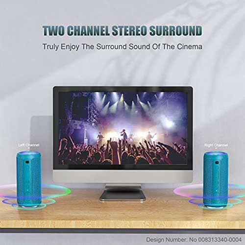 Ortizan Bluetooth Speaker, Portable Wireless Bluetooth Speakers With Led Light, Louder Volume & Enhanced Bass, IPX7 Waterproof, 30H Playtime, Durable Loud Speaker Bluetooth for Travel, Outdoor - Blue — view 4