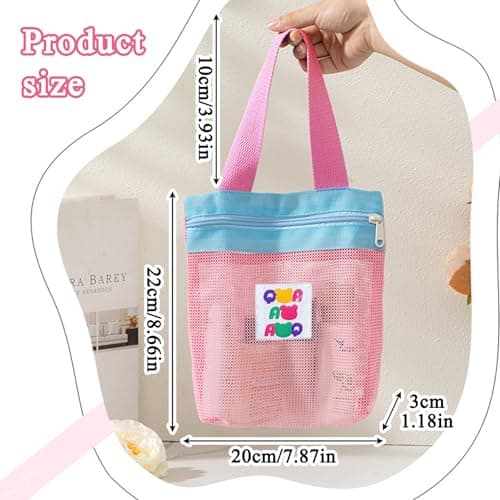 FOSDICK 3 Pieces Mesh Shower Bag 22 x 20cm Caddy with Zipper Toiletry Tote Hanging Wash Bag Colourful Washbag Quick Dry Toiletry Bags for College Dorms, Gym, Beach, Camping, Swimming, Yoga and Travel — view 4