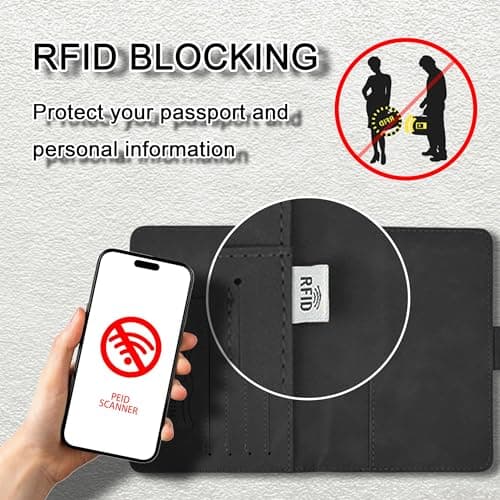 Passport Cover & Luggage Tag Set,Leather Passport Holder With RFID Blocking — view 5