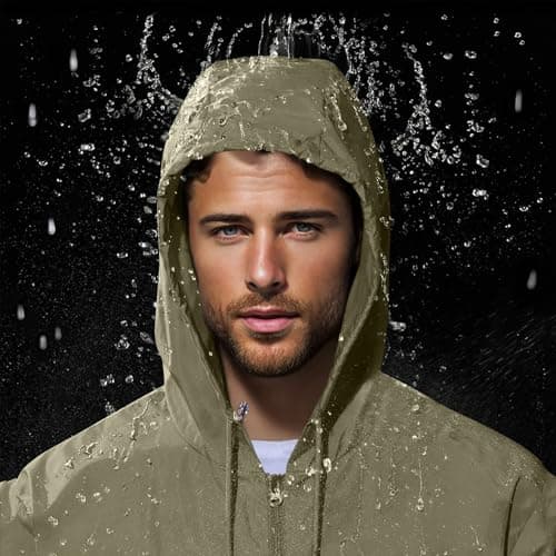 Waterproof Jacket Men Lightweight Packable Raincoat With Pockets Breathable Windproof Rain Coat Casual Softshell Hiking Cycling Outdoor Clothes Army Green L — view 3