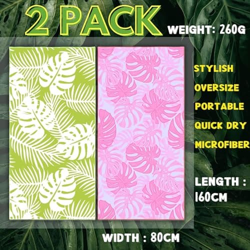 Lubibi Beach Towel,2 Pack Oversized Microfiber for Adults Kids,Sand-Free — view 5