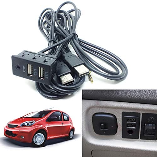 SUCHUANGUANG 1.5M Car Dash Flush Mount AUX USB Port Panel Dual USB Extension Cable Adapter Extension Cable Black Plastic — view 3