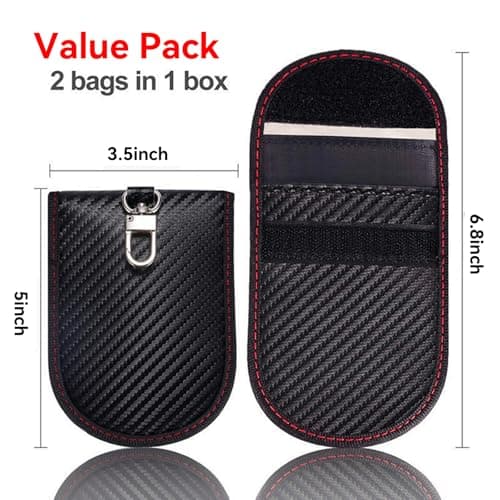 2 Pcs Signal Blocking Pouch, Key Signal Blocking Case, Carbon Fiber Design for Car Key Protection Blocks Signals to Prevent Theft Durable, and Compact for Daily Use Perfect for Car Safety — view 2
