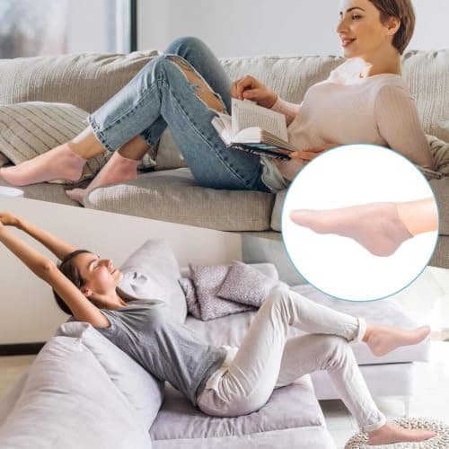 Silicone Socks for Moisturising Feet, Silicone Foot Care Socks, Moisturizing Silicone Foot Socks – Reusable Gel Heel Sleeves for Dry, Locks in Cream, Textured Sole for Grip, Home Spa Care，Pink — view 4