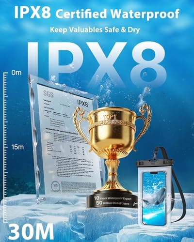 YOSH Waterproof Phone Pouch [IPX8 Certified] 2 Pack, Fits Up to 7.0", Clear — view 2