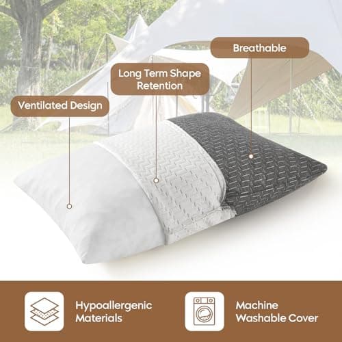 PEUJEW Travel Pillow Camping Pillow, Compressible Memory Foam Small Pillow with Waterproof Bag, Breathable Cover, Ideal for Camping, Backpacking, Car and Airplane (S, Grey) — view 2