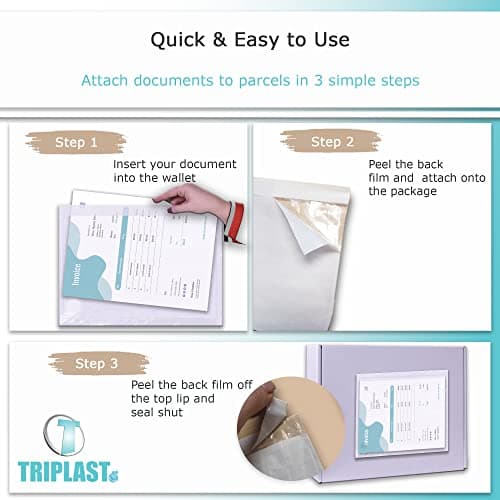 Triplast 1000 x A4 Plain Document Enclosed Wallet (328 x 230 mm) | Peel & Seal Clear Plastic Envelopes/Sleeves/Pockets/Wallets | Attach Invoices, Packing Lists & Delivery Notes to Parcels — view 5