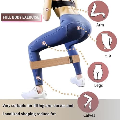 S.ROMZA Fabric Resistance Bands for Working Out Elastic Exercise Band Squats Fabric Exercise Bands for Legs and Butt Pilates,Yoga,Male and Female Fitness Resistance Bands (Beige/Khaki/Brown) — view 4