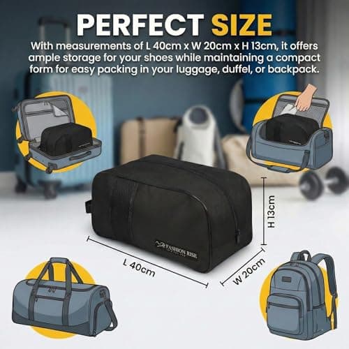 Waterproof Sports Boot/Shoe/Travel Bag for Football Cricket Rugby Golf Toiletry Gym for Men/Women (Black) — view 3