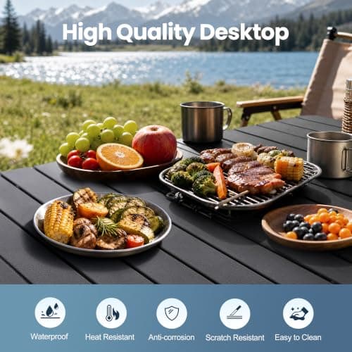 ALPHA CAMP Folding Camping Table, Adjustable Height Roll-up Picnic Table — view 6