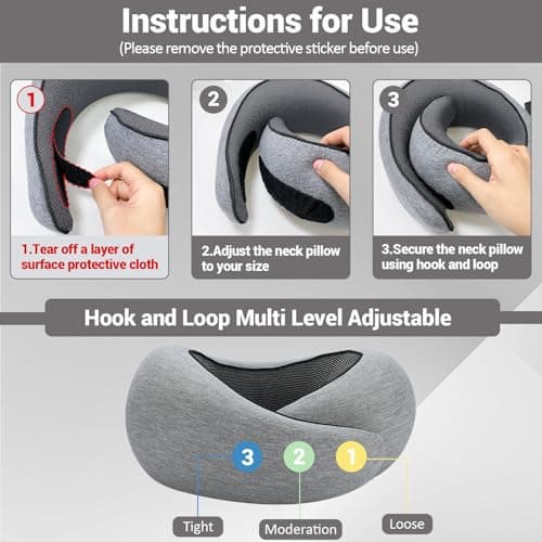 Outney Travel Pillow for Airplanes 2026 Veritable Chin Support Travel Neck Pillow 100% Pure Memory Foam Full Neck Surround Pillows for Traveling Flight Sleeping Portable Travel Essentials (Grey) — view 2