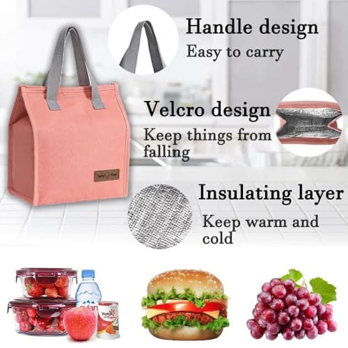 HZYUEKUN Lunch Bags for Women Men, Reusable Insulated Leak-Proof Portable Tote, Waterproof Container for Kids Girls Boys Adults, Thermal Cooler Box Adults Work School Travel Picnic(Pink) — view 4
