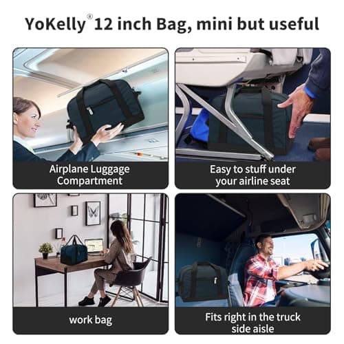 Small Gym Bag Carry On Bag - 12 inch Mini Duffle Bag Lightweight for Overnight Travel 30x20x20cm-Navy Blue — view 4