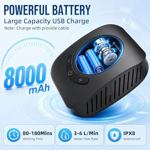 Portable Camping Shower, 8000mAh Rechargeable Portable Shower Pump with 20L Collapsible Bucket LED Display, 5 Water Pressure, 4 Spray Modes, IPX8 Waterproof Outdoor Shower for Hiking Travel Car Pet — view 2